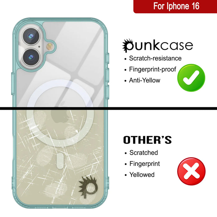 Punkcase iPhone 16 Magnetic Wireless Charging Case [ClearMag Series][Teal]