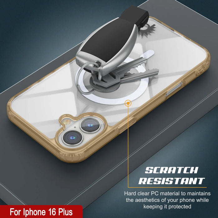 Punkcase iPhone 16 Plus Magnetic Wireless Charging Case [ClearMag Series][Gold]