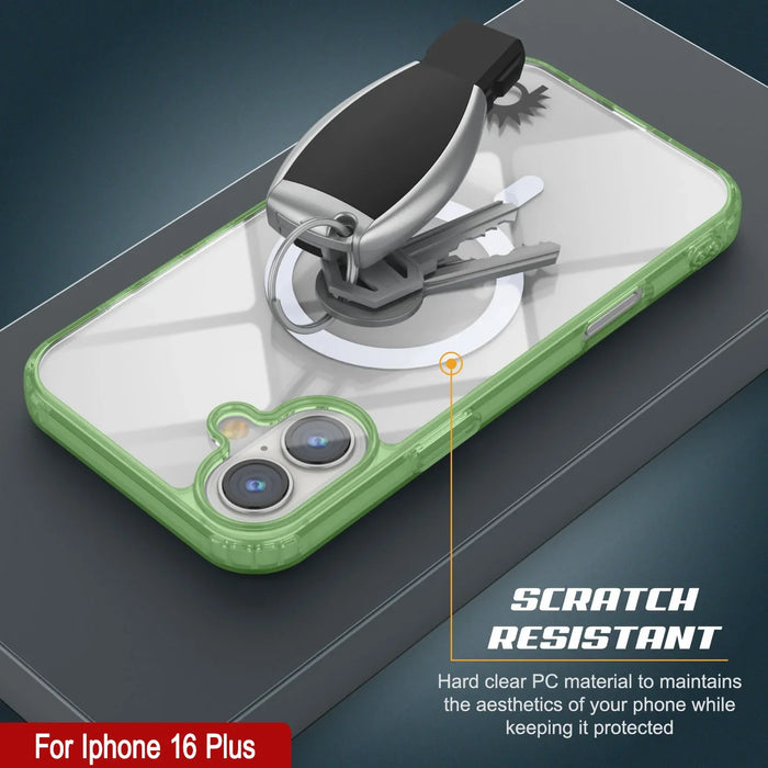 Punkcase iPhone 16 Plus Magnetic Wireless Charging Case [ClearMag Series][Green]