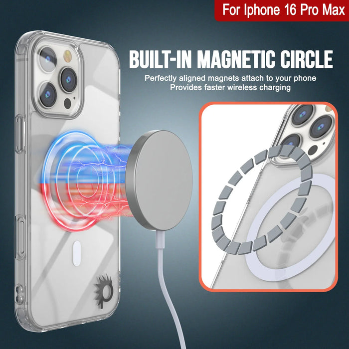 Punkcase iPhone 16 Pro Max Magnetic Wireless Charging Case [ClearMag Series][Clear]