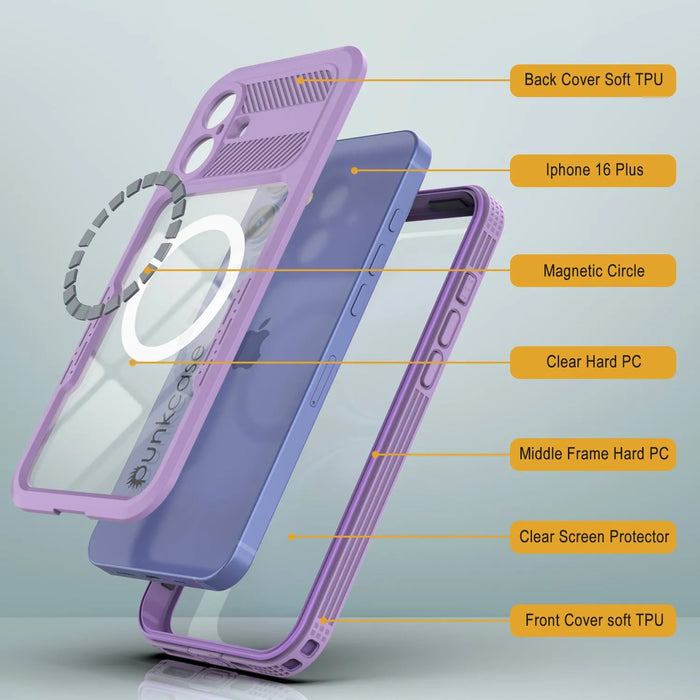 iPhone 16 Plus Waterproof Case [Alpine 2.0 Series] [Slim Fit] [IP68 Certified] [Shockproof] [Lilac]