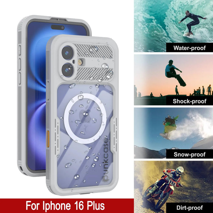 iPhone 16 Plus Waterproof Case [Alpine 2.0 Series] [Slim Fit] [IP68 Certified] [Shockproof] [White]