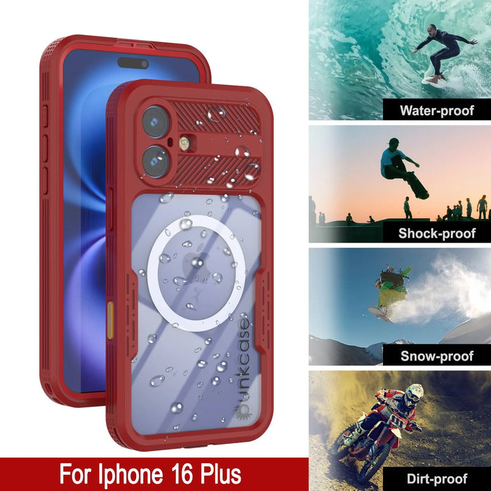 iPhone 16 Plus Waterproof Case [Alpine 2.0 Series] [Slim Fit] [IP68 Certified] [Shockproof] [Red]