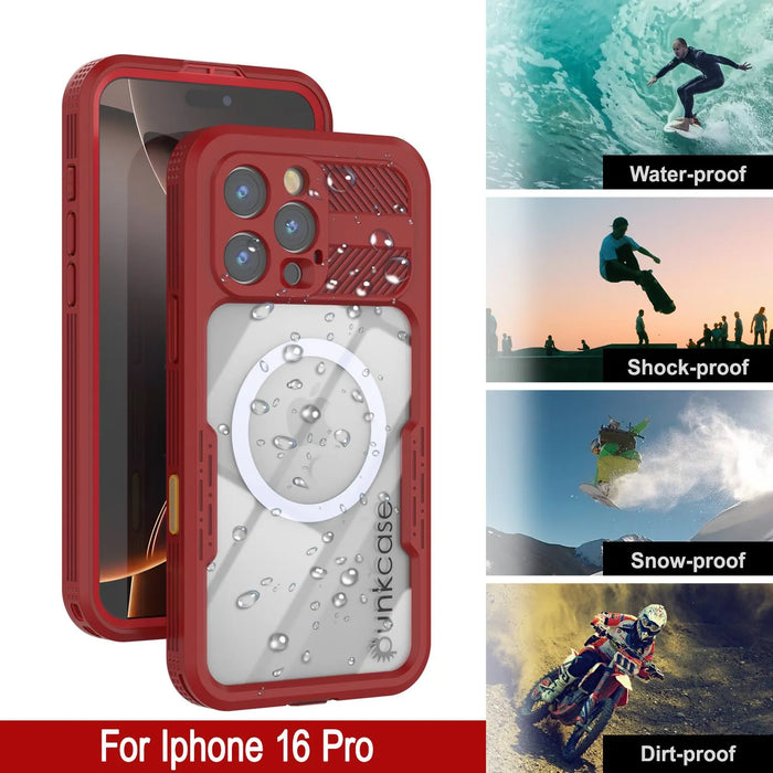 iPhone 16 Pro Waterproof Case [Alpine 2.0 Series] [Slim Fit] [IP68 Certified] [Shockproof] [Red]