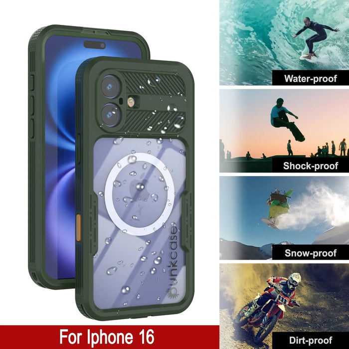 iPhone 16 Waterproof Case [Alpine 2.0 Series] [Slim Fit] [IP68 Certified] [Shockproof] [Light Green]