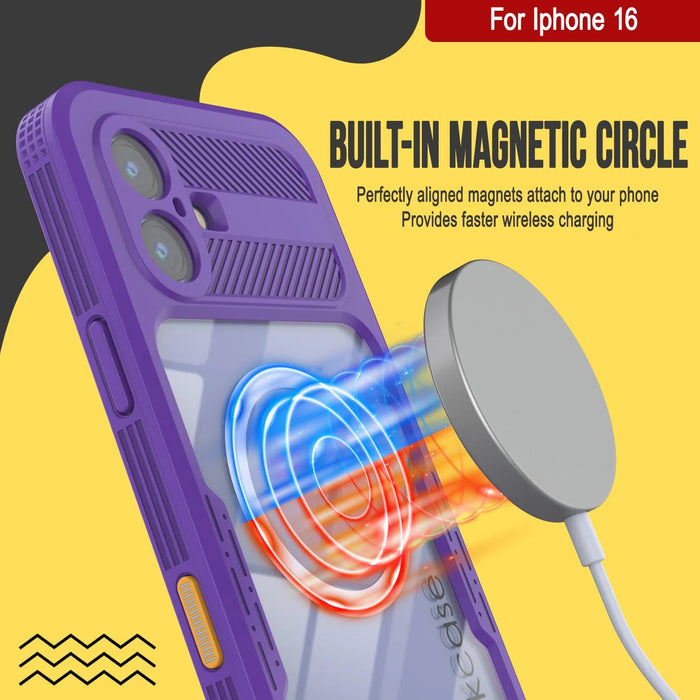 iPhone 16 Waterproof Case [Alpine 2.0 Series] [Slim Fit] [IP68 Certified] [Shockproof] [Purple]