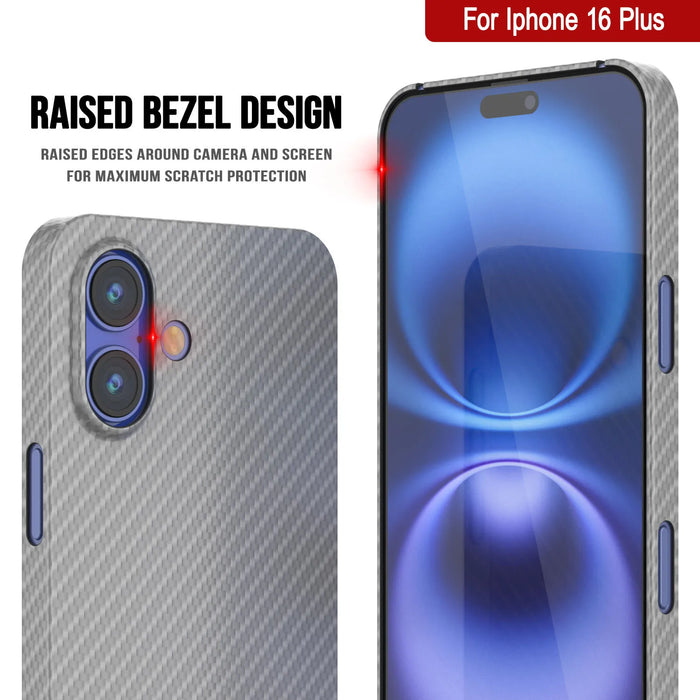 Punkcase iPhone 16 Plus Carbon Fiber Case [AramidShield Series] Ultra Slim & Light Kevlar [White]