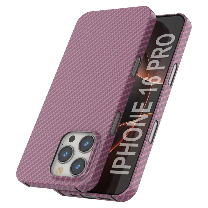 Punkcase iPhone 16 Pro Carbon Fiber Case [AramidShield Series] Ultra Slim & Light Kevlar [Pink]