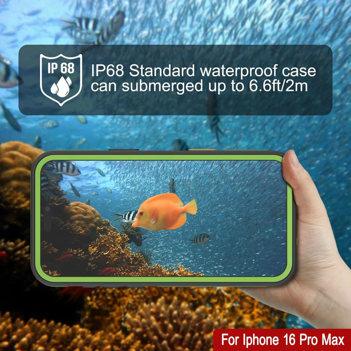 iPhone 16 Pro Max Waterproof Case [Kickstud 2.0 Series] Protective IP68 Cover W/Screen Protector & Kickstand [Green]