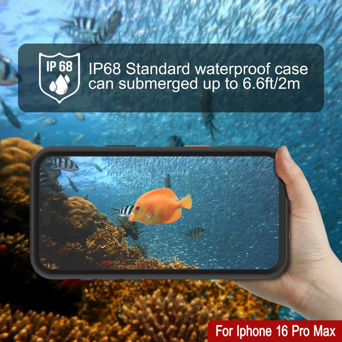 iPhone 16 Pro Max Waterproof Case [Kickstud 2.0 Series] Protective IP68 Cover W/Screen Protector & Kickstand [Black]