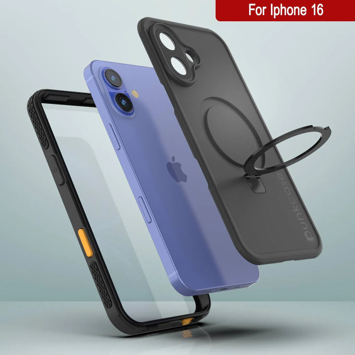 iPhone 16 Waterproof Case [Kickstud 2.0 Series] Protective IP68 Cover W/Screen Protector & Kickstand [Black]