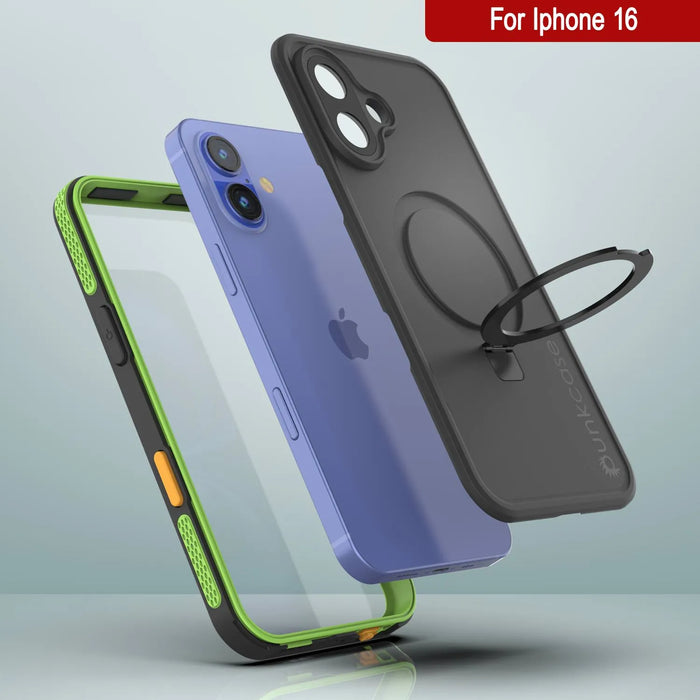 iPhone 16 Waterproof Case [Kickstud 2.0 Series] Protective IP68 Cover W/Screen Protector & Kickstand [Green]