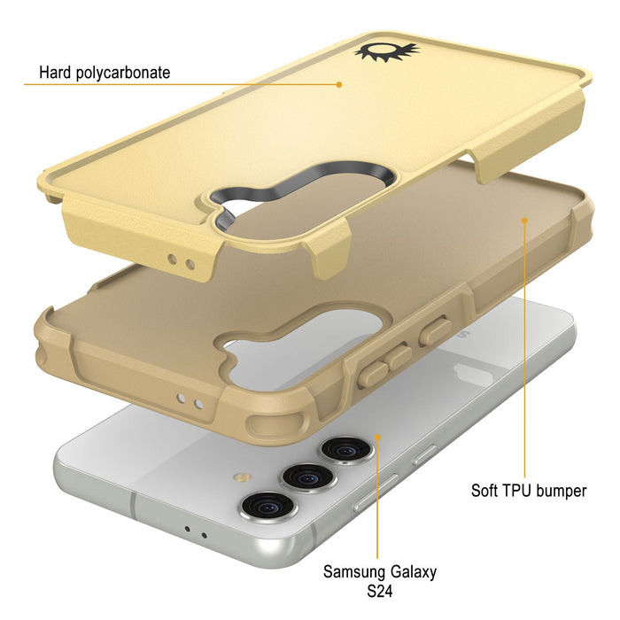 PunkCase Galaxy S25 Case, [Spartan 2.0 Series] Clear Rugged Heavy Duty Cover [Yellow]