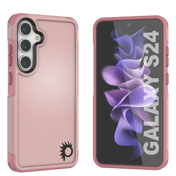 PunkCase Galaxy S25 Case, [Spartan 2.0 Series] Clear Rugged Heavy Duty Cover [Pink]