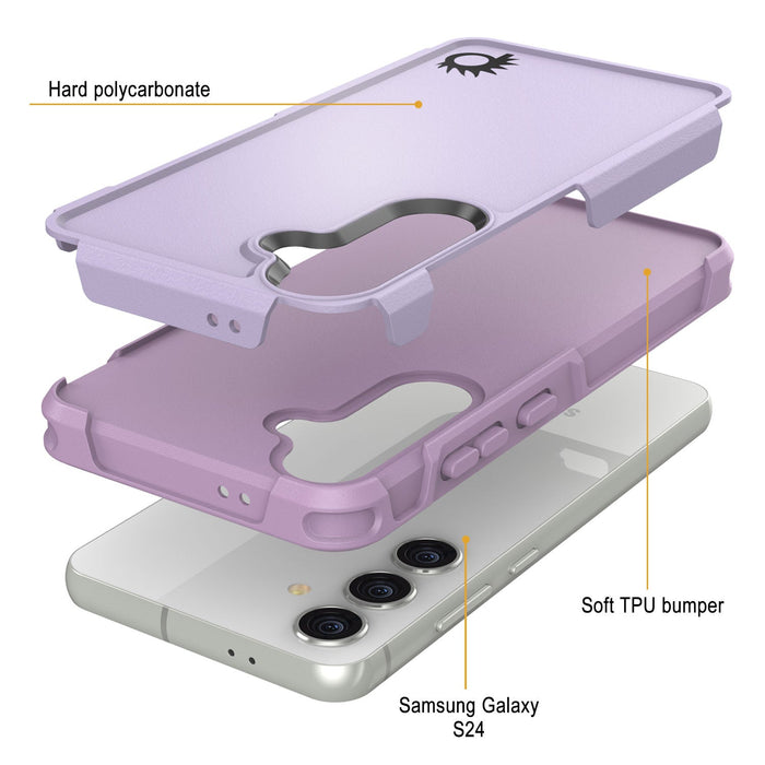 PunkCase Galaxy S25 Case, [Spartan 2.0 Series] Clear Rugged Heavy Duty Cover [Lilac]