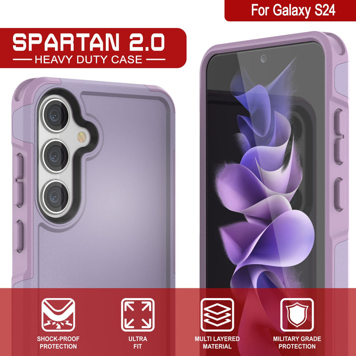 PunkCase Galaxy S25 Case, [Spartan 2.0 Series] Clear Rugged Heavy Duty Cover [Lilac]