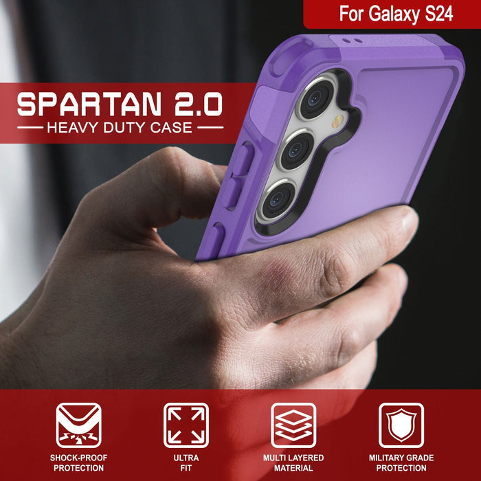 PunkCase Galaxy S25 Case, [Spartan 2.0 Series] Clear Rugged Heavy Duty Cover [Purple]