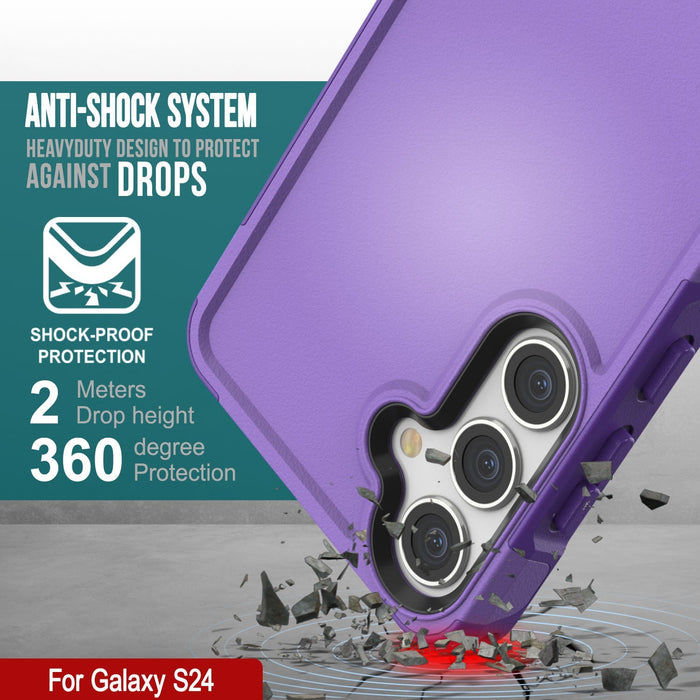 PunkCase Galaxy S25 Case, [Spartan 2.0 Series] Clear Rugged Heavy Duty Cover [Purple]