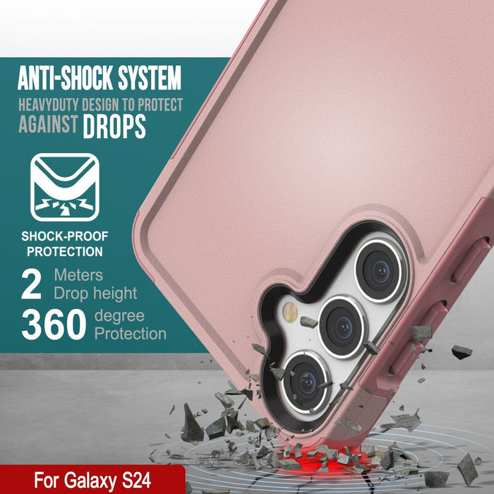 PunkCase Galaxy S25 Case, [Spartan 2.0 Series] Clear Rugged Heavy Duty Cover [Pink]