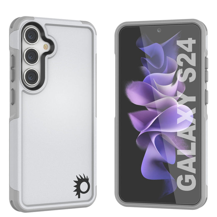 PunkCase Galaxy S25 Case, [Spartan 2.0 Series] Clear Rugged Heavy Duty Cover [White]