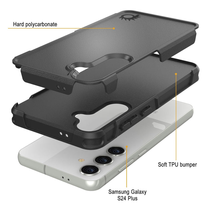 PunkCase Galaxy S25+ Plus Case, [Spartan 2.0 Series] Clear Rugged Heavy Duty Cover [Black]