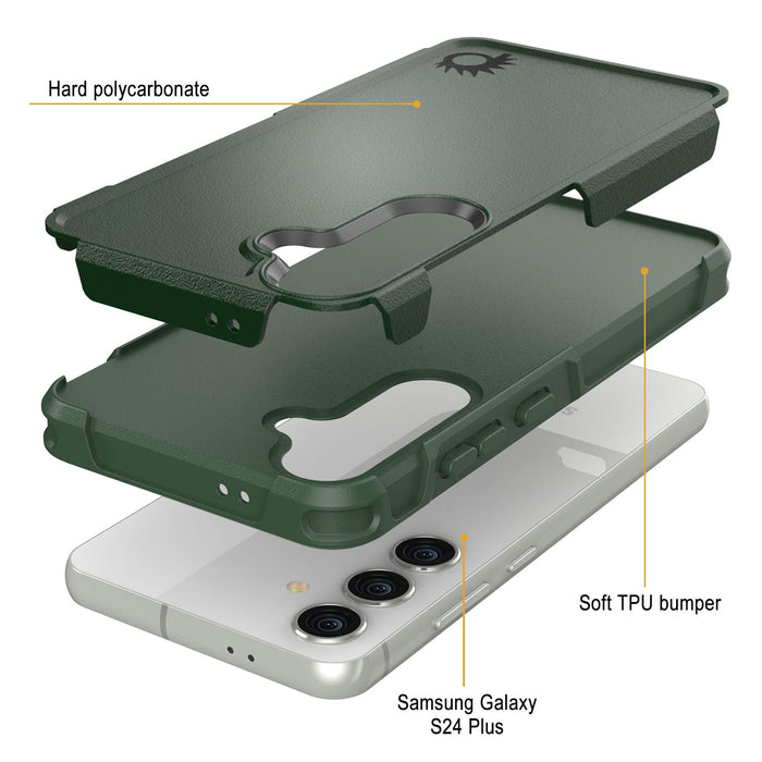 PunkCase Galaxy S25+ Plus Case, [Spartan 2.0 Series] Clear Rugged Heavy Duty Cover [Dark Green]