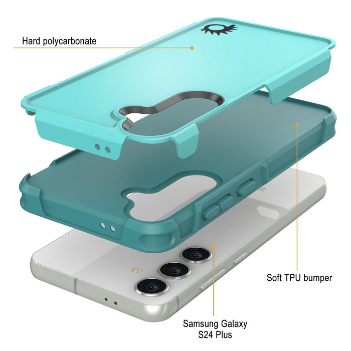 PunkCase Galaxy S25+ Plus Case, [Spartan 2.0 Series] Clear Rugged Heavy Duty Cover [Light Blue]