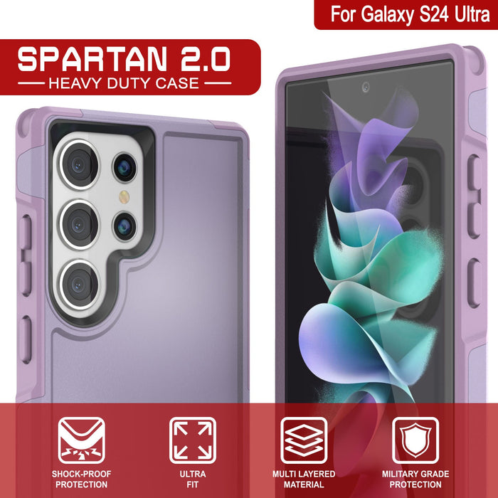 PunkCase Galaxy S25 Ultra Case, [Spartan 2.0 Series] Clear Rugged Heavy Duty Cover [Lilac]