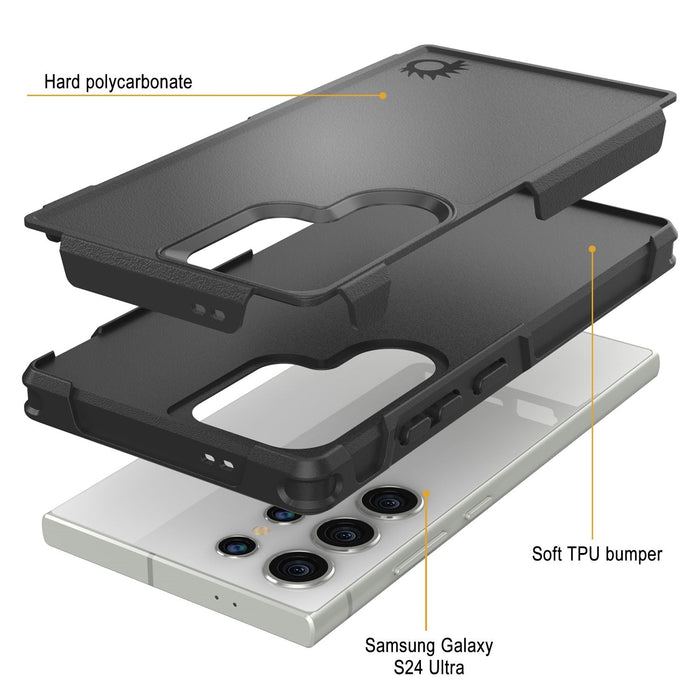 PunkCase Galaxy S25 Ultra Case, [Spartan 2.0 Series] Clear Rugged Heavy Duty Cover [Black]