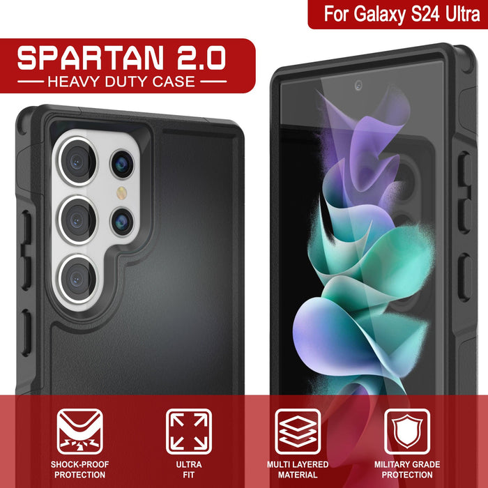 PunkCase Galaxy S25 Ultra Case, [Spartan 2.0 Series] Clear Rugged Heavy Duty Cover [Black]