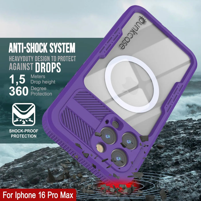 iPhone 16 Pro Max Waterproof Case [Alpine 2.0 Series] [Slim Fit] [IP68 Certified] [Shockproof] [Purple]