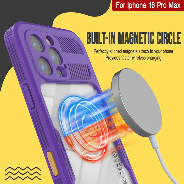 iPhone 16 Pro Max Waterproof Case [Alpine 2.0 Series] [Slim Fit] [IP68 Certified] [Shockproof] [Purple]