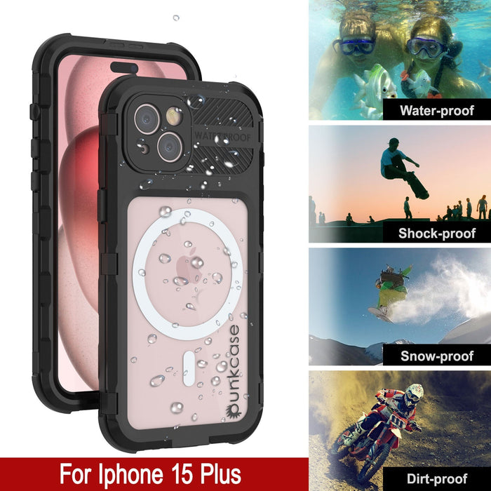 iPhone 16 Plus Metal Extreme 2.0 Series Aluminum Waterproof Case IP68 W/Buillt in Screen Protector [Black]