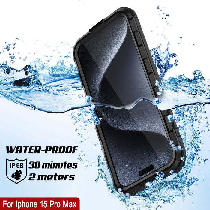 iPhone 16 Pro Max Metal Extreme 2.0 Series Aluminum Waterproof Case IP68 W/Buillt in Screen Protector [Black]