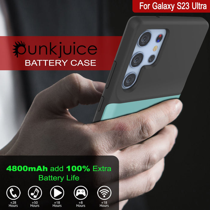 PunkJuice S24 Ultra Battery Case Teal - Portable Charging Power Juice Bank with 4500mAh