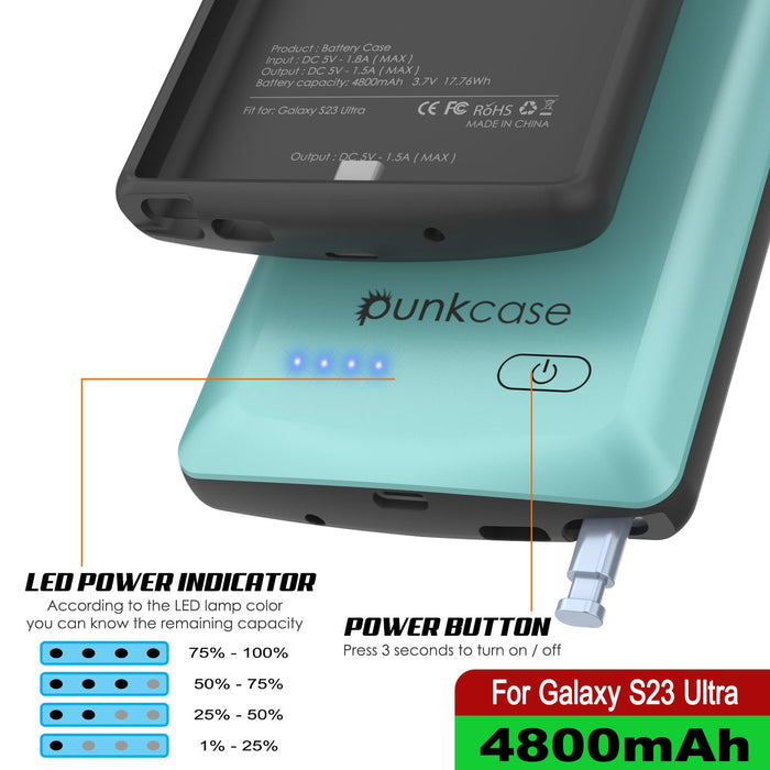 PunkJuice S24 Battery Case Teal - Portable Charging Power Juice Bank with 4500mAh
