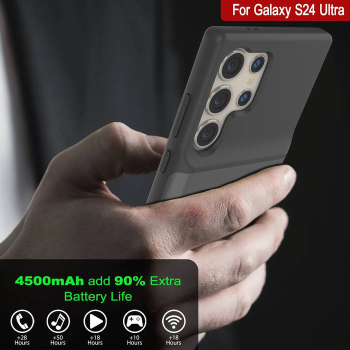 PunkJuice S24 Ultra Battery Case Grey - Portable Charging Power Juice Bank with 4500mAh