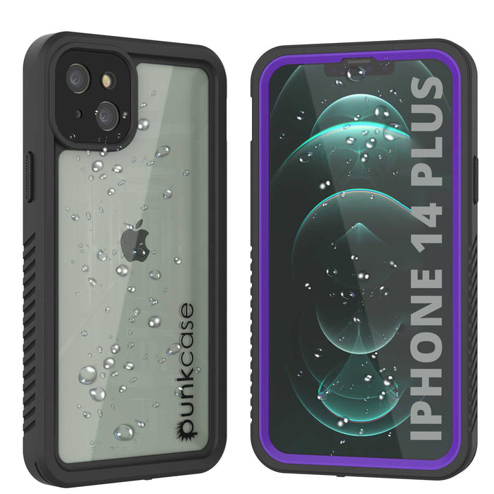 iPhone 14 Plus Waterproof Case, Punkcase [Extreme Series] Armor Cover W/ Built In Screen Protector [Purple] (Color in image: Purple)
