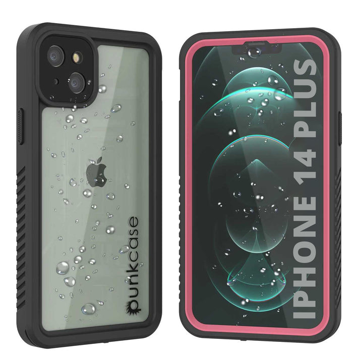 iPhone 14 Plus Waterproof Case, Punkcase [Extreme Series] Armor Cover W/ Built In Screen Protector [Pink] (Color in image: Pink)