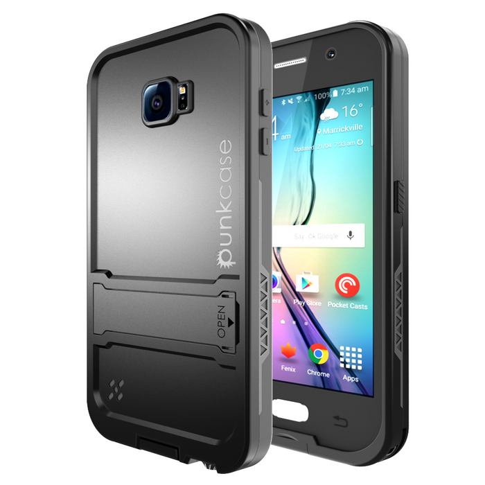 Galaxy S6 Waterproof Case, Punkcase SpikeStar Black Water/Shock/Dirt/Snow Proof | Lifetime Warranty (Color in image: black)