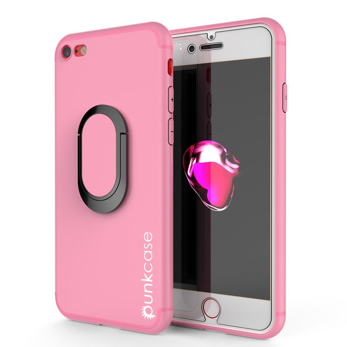iPhone 8 Case, Punkcase Magnetix Protective TPU Cover W/ Kickstand, Tempered Glass Screen Protector [pink] (Color in image: pink)