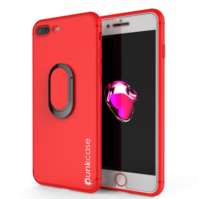 iPhone 8 PLUS Case, Punkcase Magnetix Protective TPU Cover W/ Kickstand, Tempered Glass Screen Protector [Red] (Color in image: red)