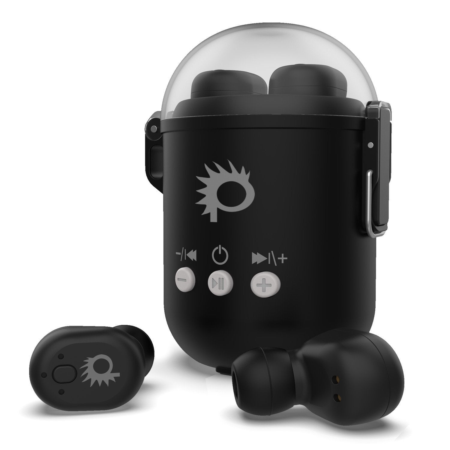 PunkBuds Capsule True Wireless Bluetooth Earbuds W/Noise Cancelling Mic IP67 Waterproof Storage & Fast Charger Case W/Built-In Speaker, Reliable Bluetooth 4.1 Technology & Long Battery Life [Black] (Color in image: Default Title)