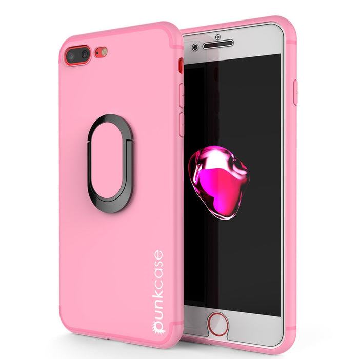 iPhone 8 PLUS Case, Punkcase Magnetix Protective TPU Cover W/ Kickstand, Tempered Glass Screen Protector [Pink] (Color in image: pink)