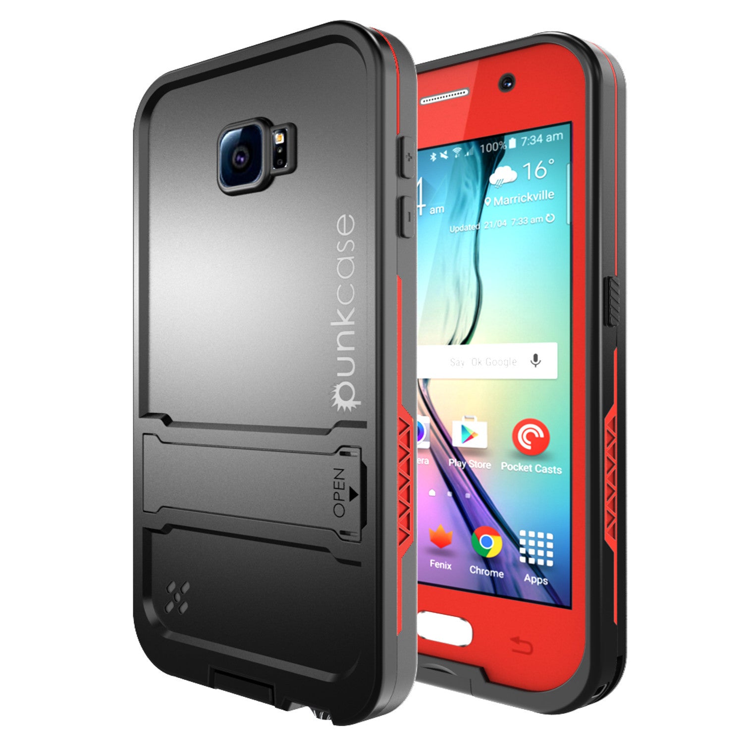 Galaxy S6 Waterproof Case, Punkcase SpikeStar Red Water/Shock/Dirt/Snow Proof | Lifetime Warranty (Color in image: red)