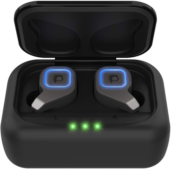 PunkBuds 2.0 True Wireless Earbuds, Mini Bluetooth Headphones W/ Charging Case & Built-In Noise Cancelling Mic. [Black] 