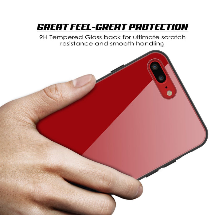 iPhone 8 PLUS Case, Punkcase GlassShield Ultra Thin Protective 9H Full Body Tempered Glass Cover W/ Drop Protection & Non Slip Grip for Apple iPhone 7 PLUS / Apple iPhone 8 PLUS (Red) (Color in image: White)