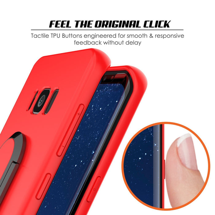 Galaxy S8 PLUS, Punkcase Magnetix Protective TPU Cover W/ Kickstand, Screen Protector [Red] 