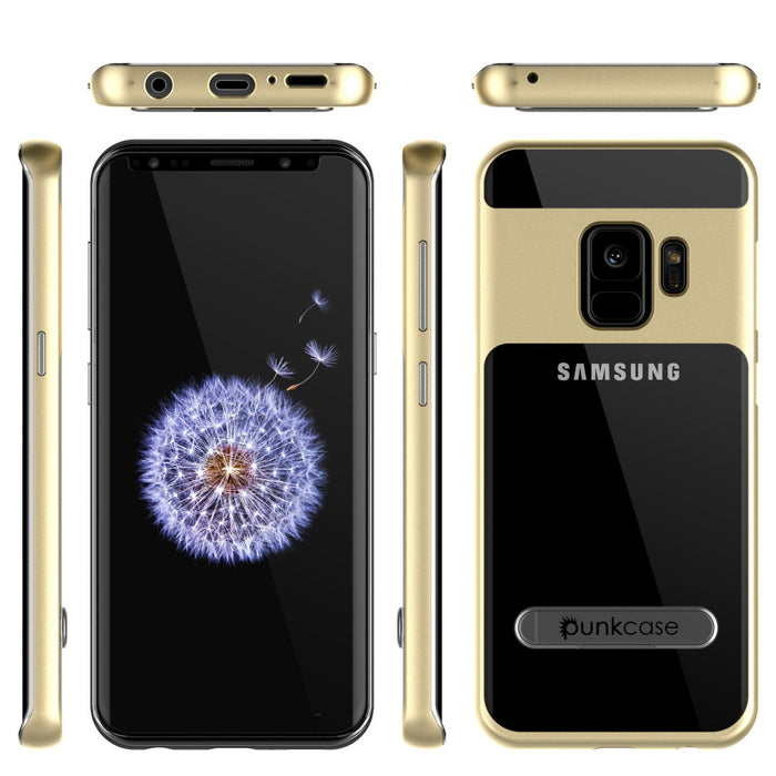 Galaxy S9 Case, PUNKcase [LUCID 3.0 Series] [Slim Fit] [Clear Back] Armor Cover w/ Integrated Kickstand, Anti-Shock System & PUNKSHIELD Screen Protector for Samsung Galaxy S9 [Gold] (Color in image: Silver)