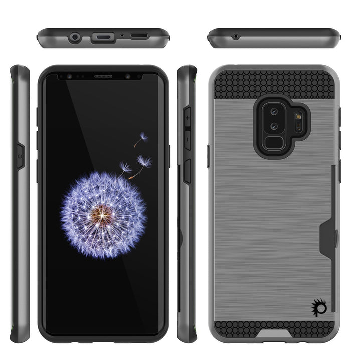 Galaxy S9 Plus Case, PUNKcase [SLOT Series] [Slim Fit] Dual-Layer Armor Cover w/Integrated Anti-Shock System [Grey] (Color in image: Navy)